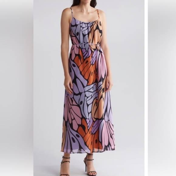 Sam Edelman Butterfly Print Maxi Dress M NWT | Cruise Resort Evening Vacation - Picture 6 of 6